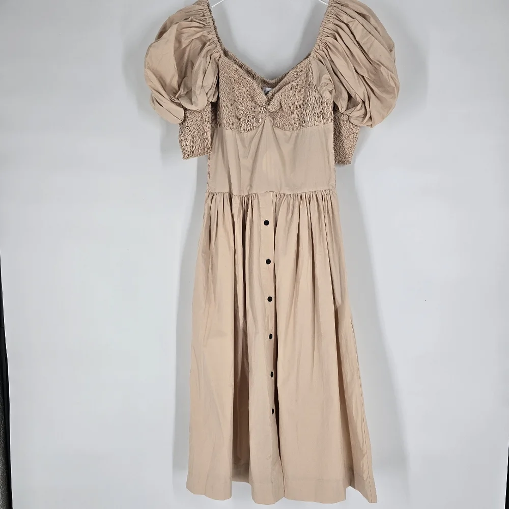 S/W/F Puff Sleeve Sweetheart Dress Travertine XS NEW - Picture 2 of 8